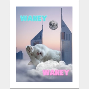 Wakey cat Posters and Art